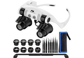 Pancellent Vergrootglas met Hoofdband - 4 Lenzen & 2 LED's - 45% Korting