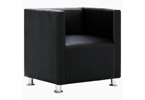 vidaXL Fauteuil Kubus Kunstleer Zwart - 57% Korting!