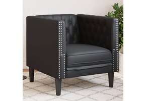 vidaXL Fauteuil Chesterfield Kunstleer Zwart - 67% Korting!