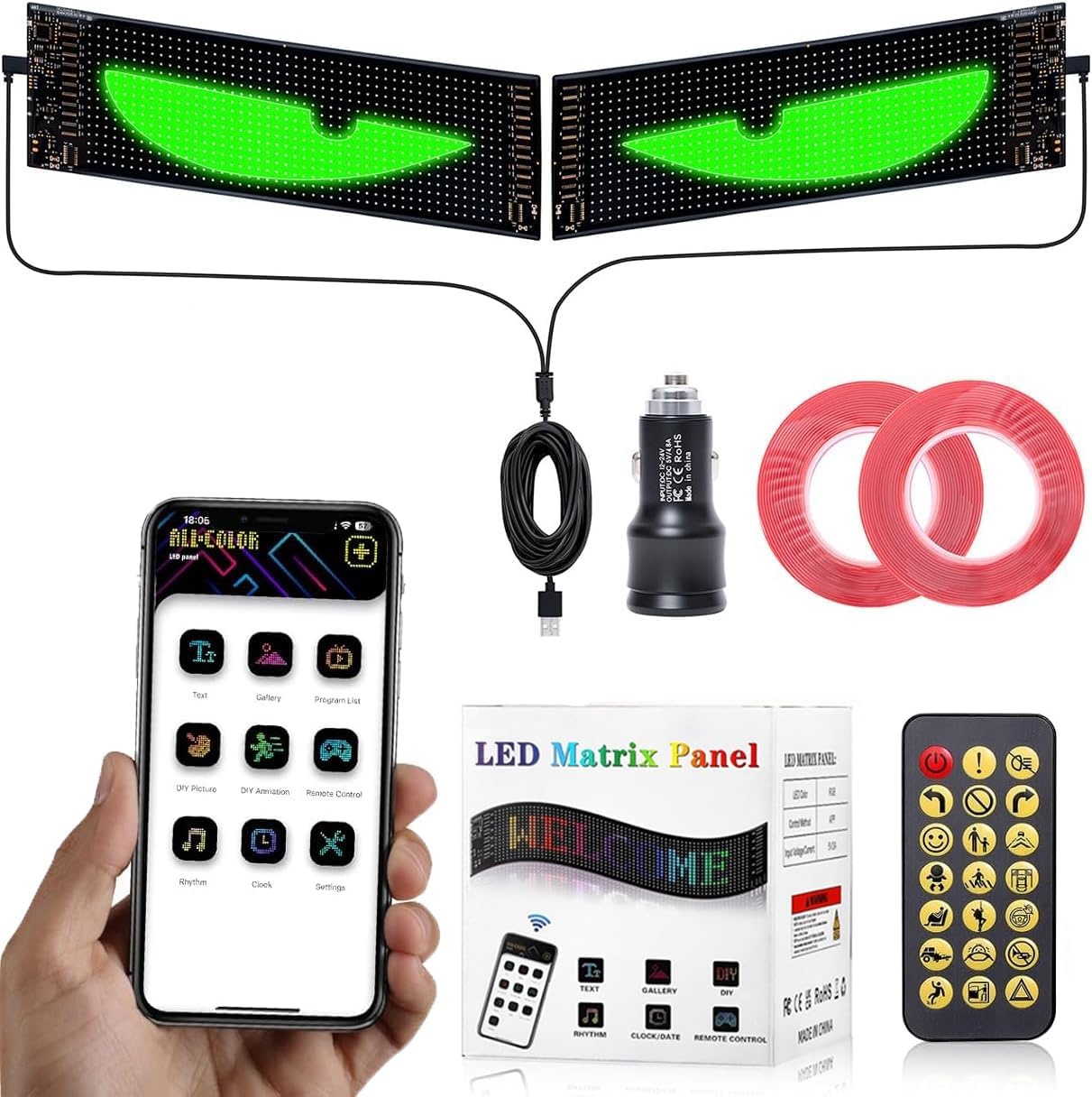2x LED Duivels Ooglampen Auto - Programmeerbaar & App-Gestuurd (42% Korting)