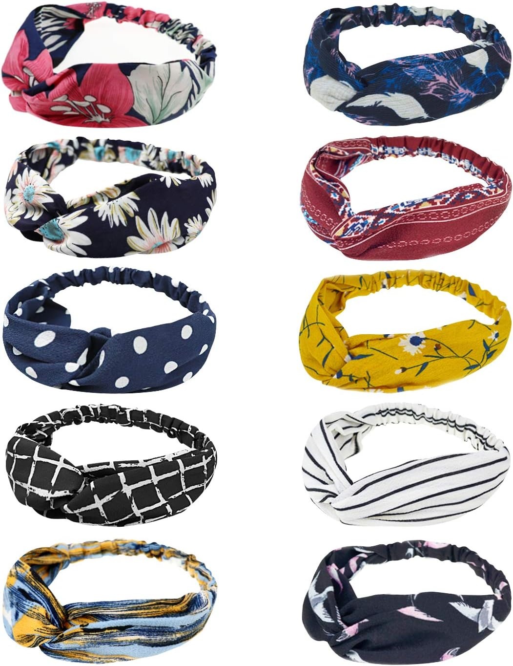 10 Boho Hoofdbanden - Vintage Bloem Print - Vrouwen