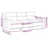 vidaXL Driezitsbank 180 cm stof donkergrijs