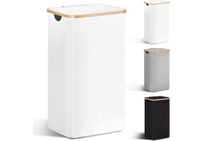 YOUDENOVA Wasmand 85L met Deksel & Waszak - Wit (45% Korting)