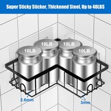 Doucheplank Zonder Boren, 3 Stuks Hoekdouche Caddy Zwart, Zelfklevend Hoekrek Badkamer Opslag, Douchemand, Shampoohouder voor Douche (Hoekdouchewagen 3-pack)