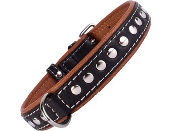 CollarDirect Leren Hondenband Studded Zwart/Bruin - 49% Korting