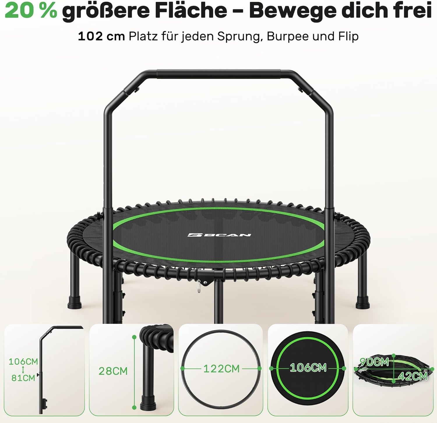 BCAN Fitness Trampoline 102/122cm - 35% Korting