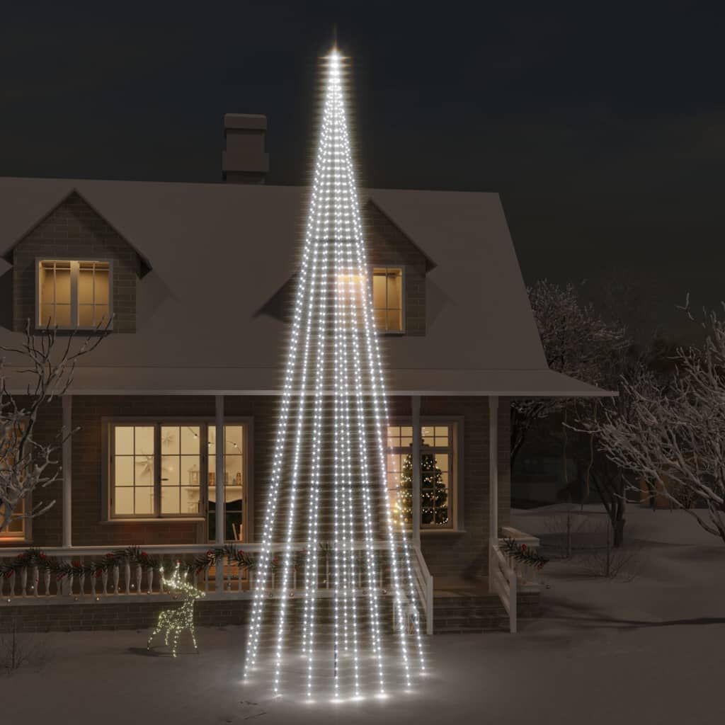 VidaXL Vlaggenmast Kerstboom 800cm Koudwit LED - 74% Korting!