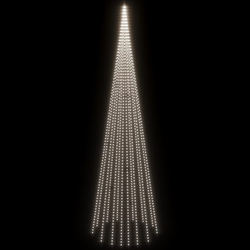 VidaXL Vlaggenmast Kerstboom 800cm Koudwit LED - 74% Korting!