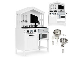 Houten Kinderkeuken Wit - 89x49x60 cm - Met Accessoires - 46% Korting!