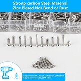 650 stuks M2 M2,5 M3 zelftappende schroeven, kleine houtschroeven, set kruiskopschroeven, houten plaatschroeven, assortiment voor zelfgemaakte reparatie