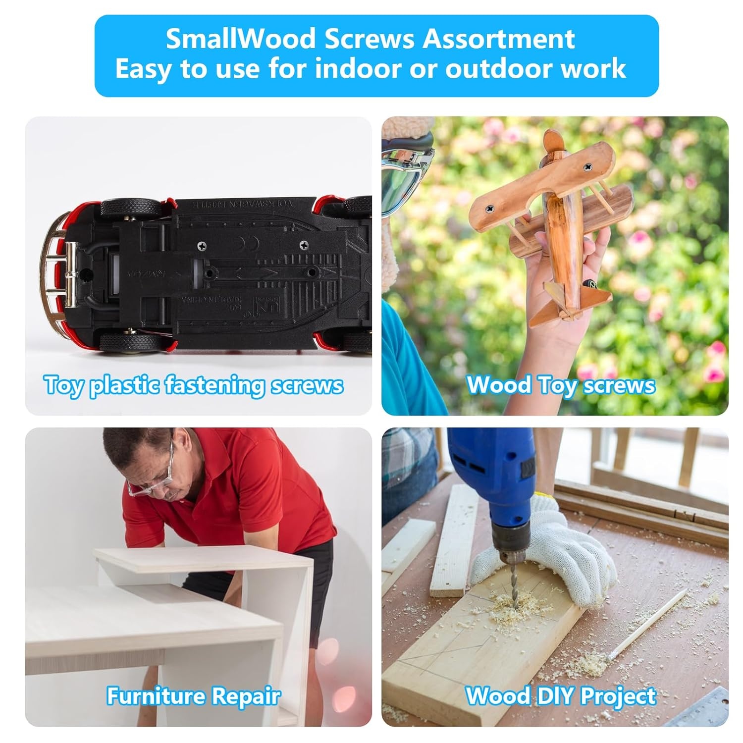 650 stuks M2 M2,5 M3 zelftappende schroeven, kleine houtschroeven, set kruiskopschroeven, houten plaatschroeven, assortiment voor zelfgemaakte reparatie