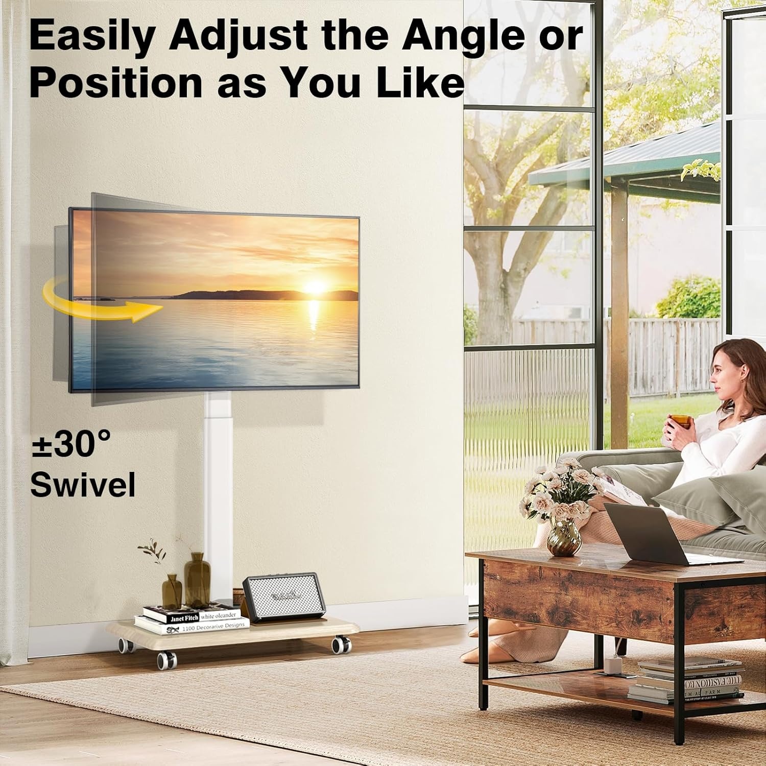 TVON TV-meubel Wit: Verrijdbaar & In hoogte verstelbaar (-34%)