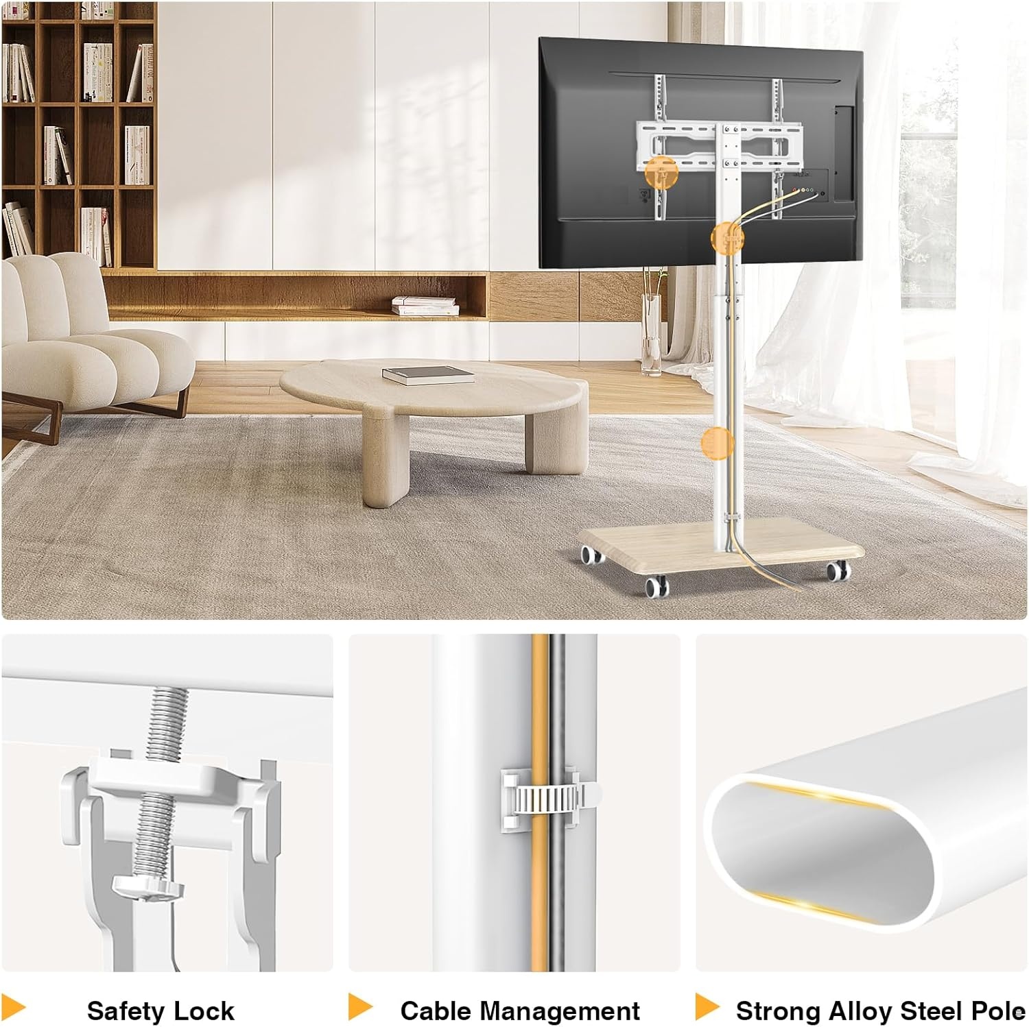 TVON TV-meubel Wit: Verrijdbaar & In hoogte verstelbaar (-34%)