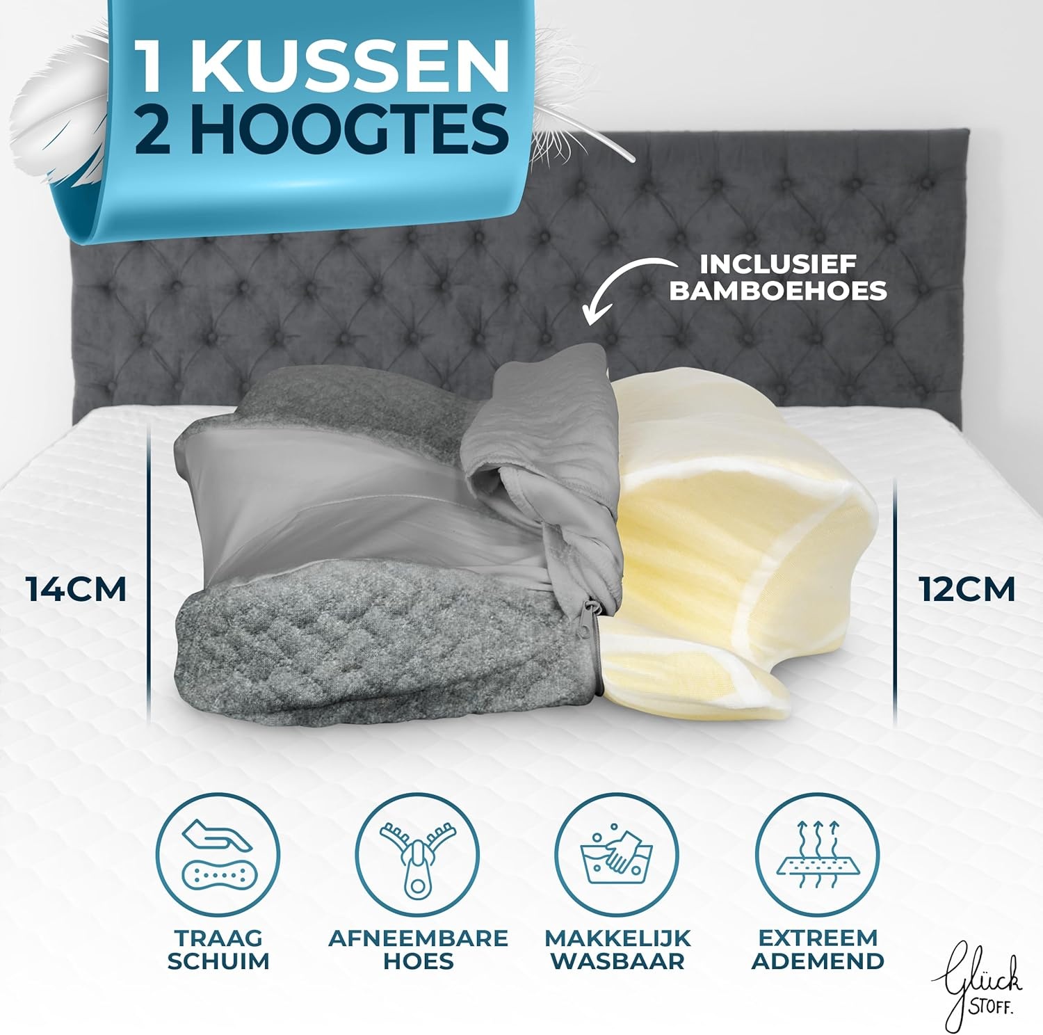 GLÜCKSTOFF Memory Foam Kussen met Korting