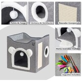 Inklapbaar Kattenhuis met Krabpaal & Speelgoed | 27% Korting