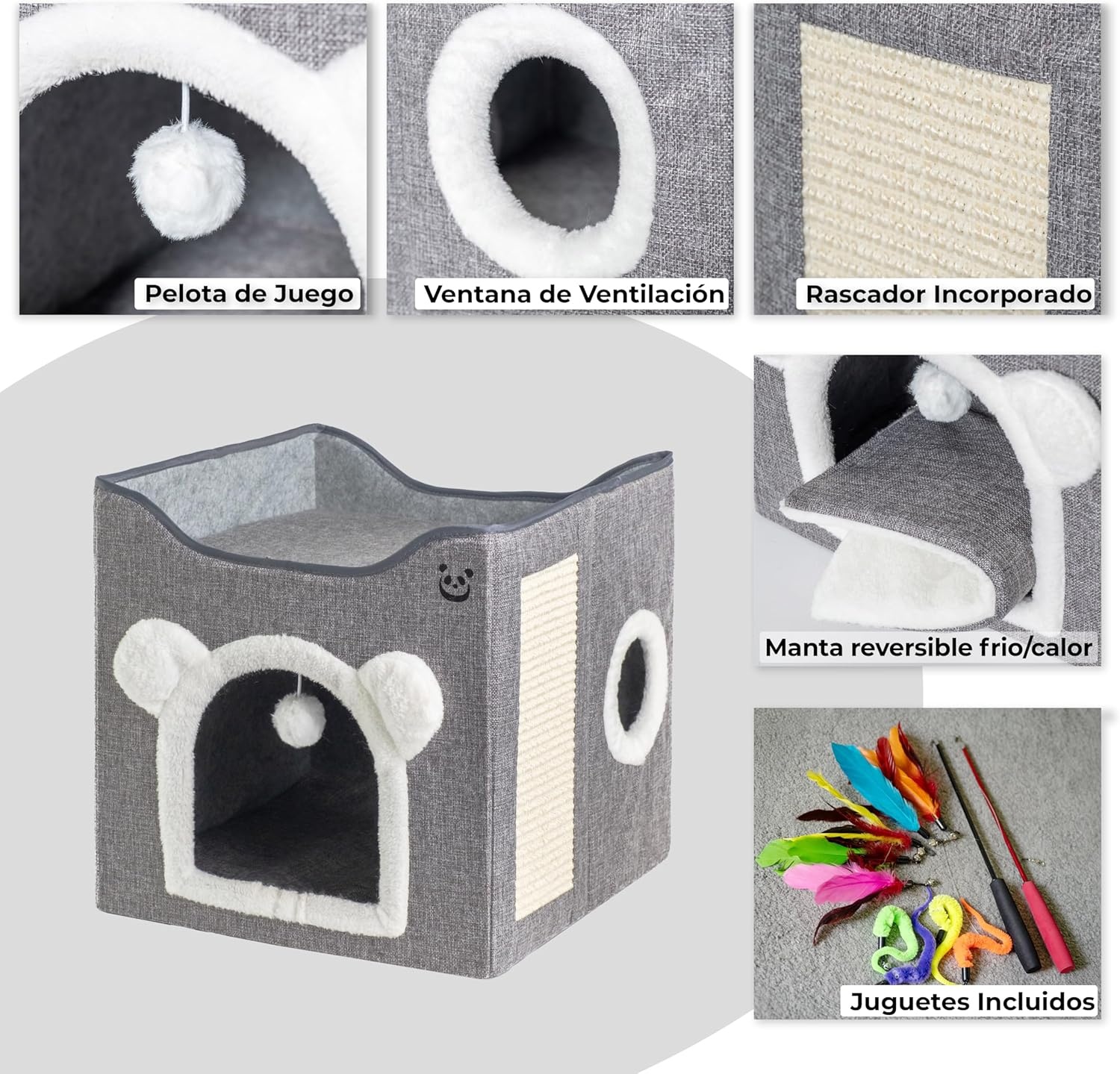 Inklapbaar Kattenhuis met Krabpaal & Speelgoed | 27% Korting