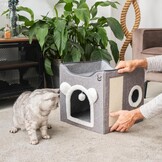 Inklapbaar Kattenhuis met Krabpaal & Speelgoed | 27% Korting