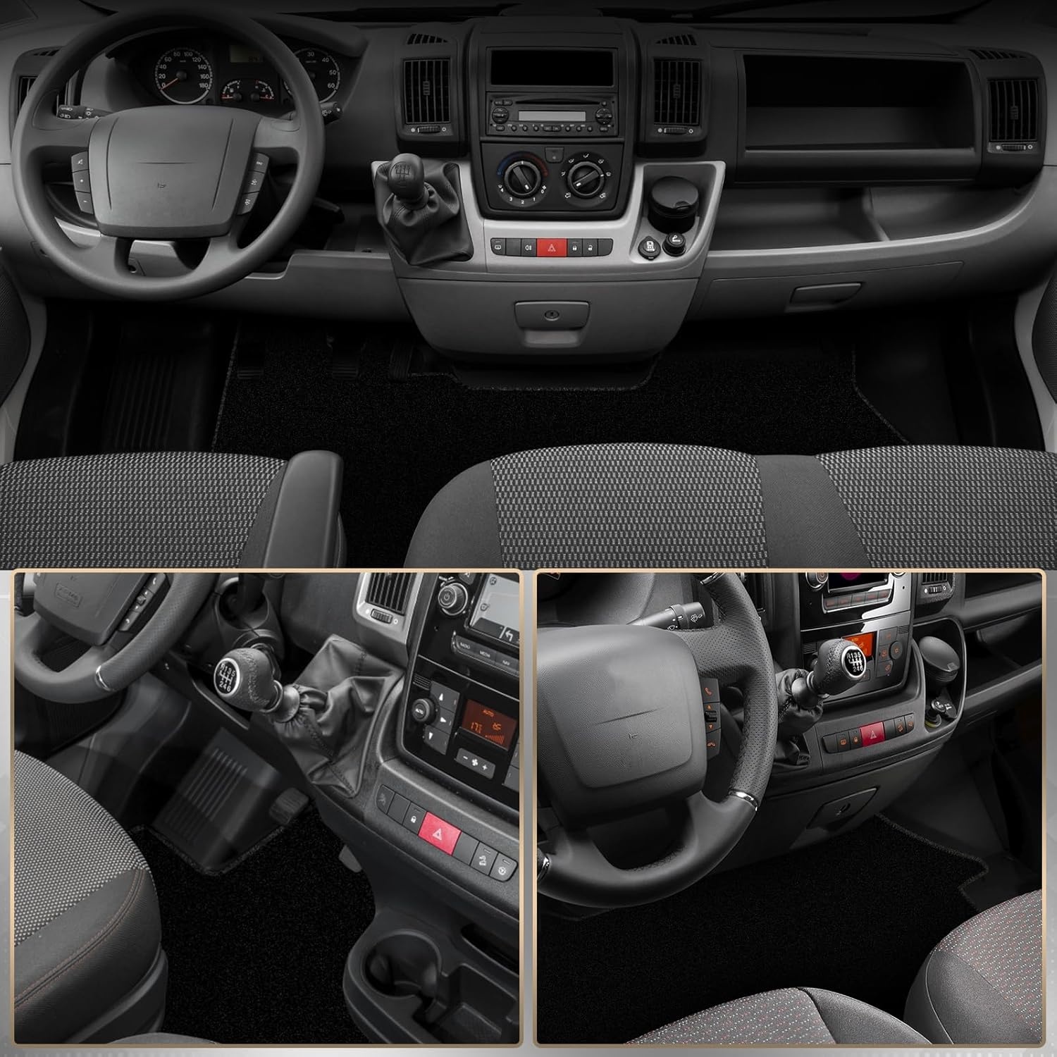 Auto vloermattens set vervanging voor FIAT Ducato/Peugeot Boxer/Citroen Jumper 2006-2024, Premium vloermat vooraan Classic Zwart Auto tapijten Passvorm