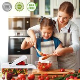 22-in-1 groentehakper, keukenmandoline met 1,2 l container en afvoermand, groentehakper, uienhakper en dobbelsteen, citroenpers, eierscheiding-ultieme keukengadget (wit)