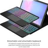 ROOFEI voor Samsung Tab S10 FE+ Plus 13,1 inch hoes met toetsenbord: toetsenbord met touchpad & 3-zozen-7-kleurige verlichting - Galaxy Tab S10 FE+ 5G tablet 2025 draadloze Duitse QWERTZ-lay-out