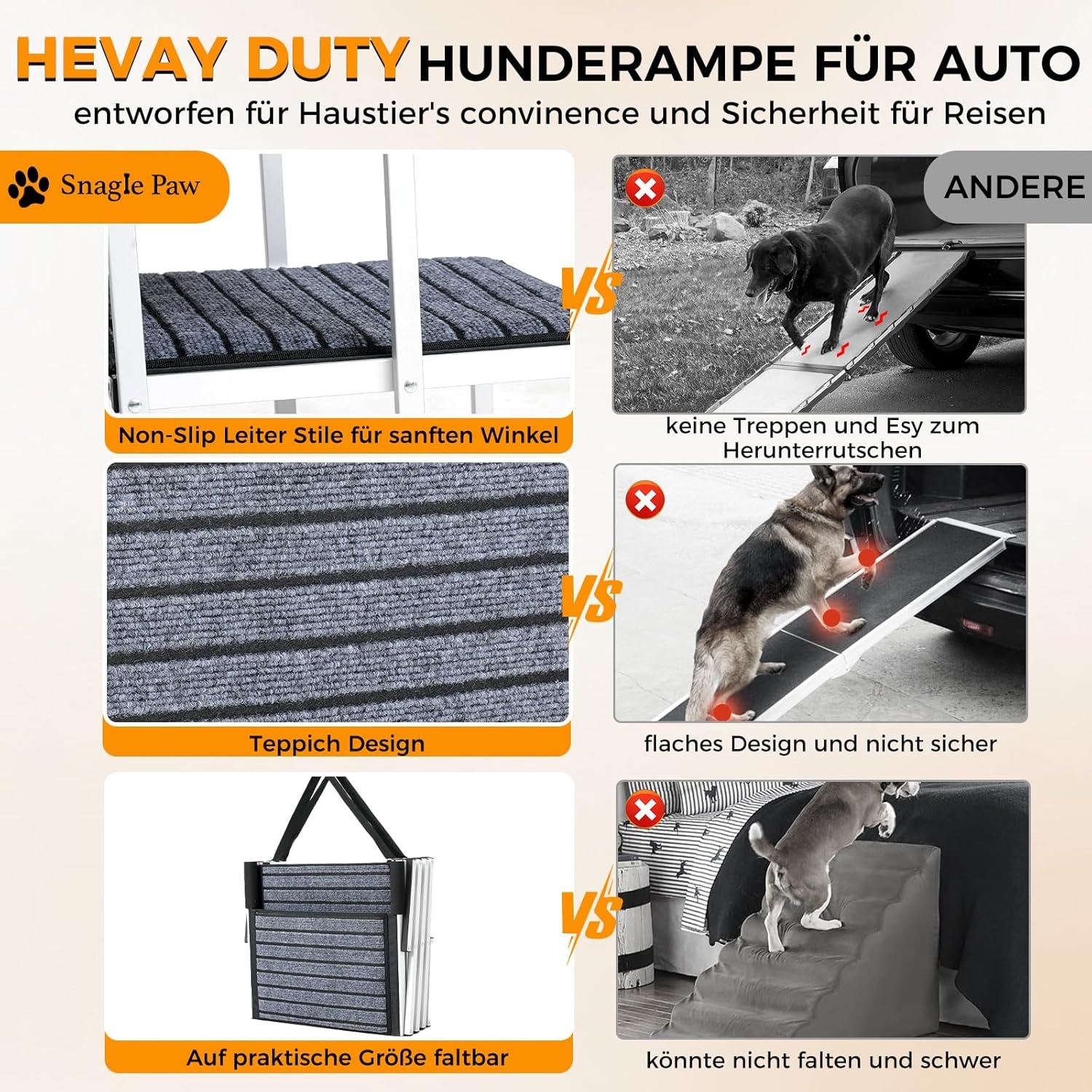 Hondentrap voor grote honden met tapijt, extra breed, 4 treden, hondenhelling, auto, inklapbaar, antislip hondentrap voor vrachtwagens en SUV's, ondersteuning tot 100 kg