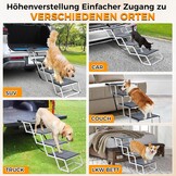 Hondentrap voor grote honden met tapijt, extra breed, 4 treden, hondenhelling, auto, inklapbaar, antislip hondentrap voor vrachtwagens en SUV's, ondersteuning tot 100 kg
