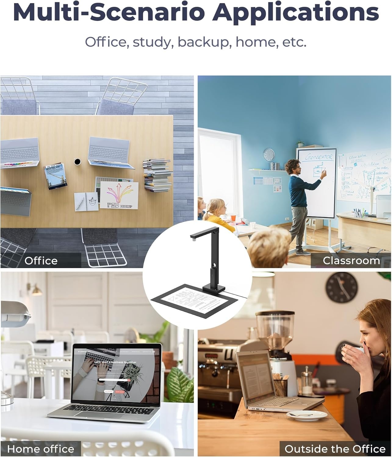 CZUR Lens 1200 Pro Draagbare documentenscanner A4, 12 MP scancamera, OCR-herkenningsvermogen, compatibel met MacOS Windows, voor online onderwijs en videoconferenties