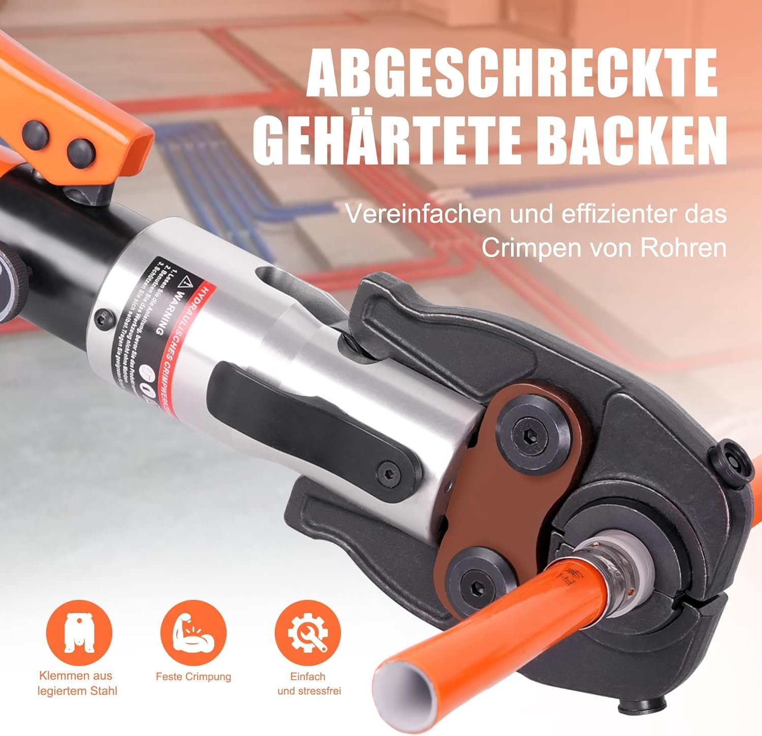 AMZCNC Professionele perstang (hydraulisch) persgereedschap met persbekken, TH-contour 16-20-26-32 set persgereedschap, voor composietbuis met fittingen van TH-contour, bekkeninzetstukken