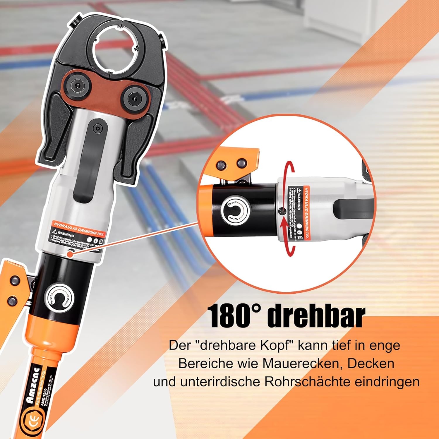 AMZCNC Professionele perstang (hydraulisch) persgereedschap met persbekken, TH-contour 16-20-26-32 set persgereedschap, voor composietbuis met fittingen van TH-contour, bekkeninzetstukken