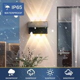 4 stuks zonnelampen, led-buitenverlichting, updown, wandlamp, IP65 waterdicht, instelbaar licht, 3 kleuren en hoek, 180 graden donkerlichtsensor, voor tuin, terras