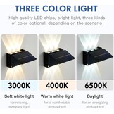 4 stuks zonnelampen, led-buitenverlichting, updown, wandlamp, IP65 waterdicht, instelbaar licht, 3 kleuren en hoek, 180 graden donkerlichtsensor, voor tuin, terras