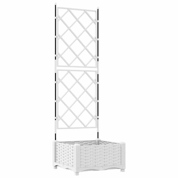 vidaXL Tuindruppel met Trellis Wit 40 x 40 x 125,5 cm PP