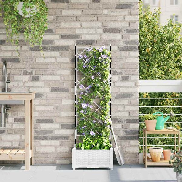 vidaXL Tuindruppel met Trellis Wit 40 x 40 x 125,5 cm PP