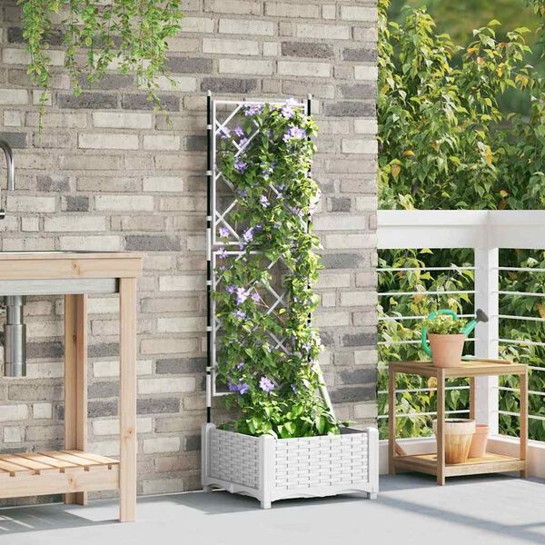 vidaXL Tuindruppel met Trellis Wit 40 x 40 x 125,5 cm PP
