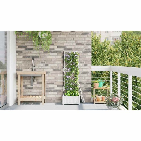 vidaXL Tuindruppel met Trellis Wit 40 x 40 x 125,5 cm PP