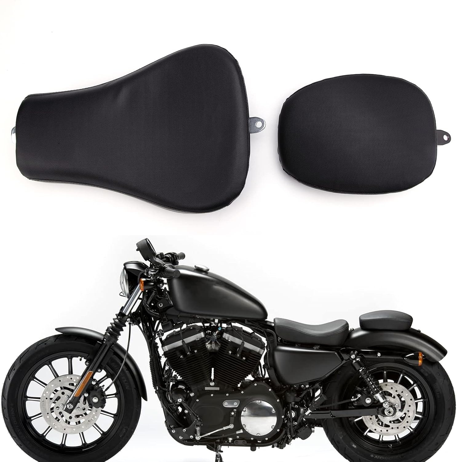 Motorradstoelen, motorrijder voorste solostoel & achterpassagierskussen Passend voor Sportster XL 48 72 1200X 1200V Iron 883 XL883 Achtundvierzig Zweiundsiebzig 1200, Zwart.