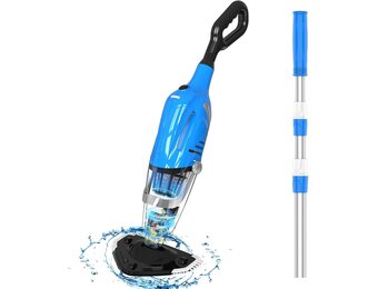 2025 Zwembadzuiger met Accu, Zwembadreiniger Draadloze met Telescopische Staaf, Elektrische Zwembadstofzuiger, Handstofzuiger voor Zwembaden, Spa's, Bubbelbaden, Blauw