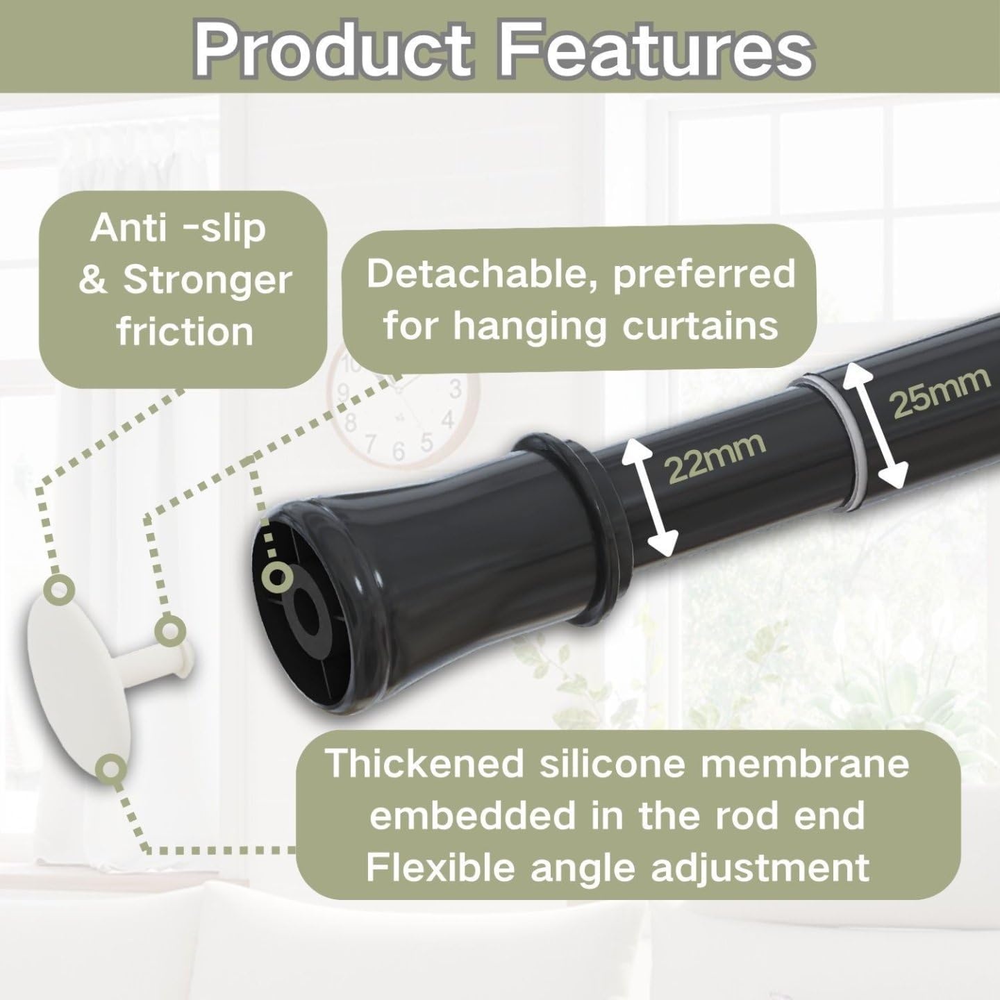 2x Uitschuifbare Gordijnroede Zwart (110-200cm) - 33% Korting
