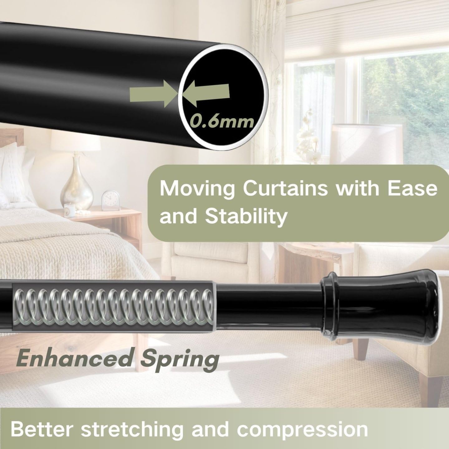 2x Uitschuifbare Gordijnroede Zwart (110-200cm) - 33% Korting
