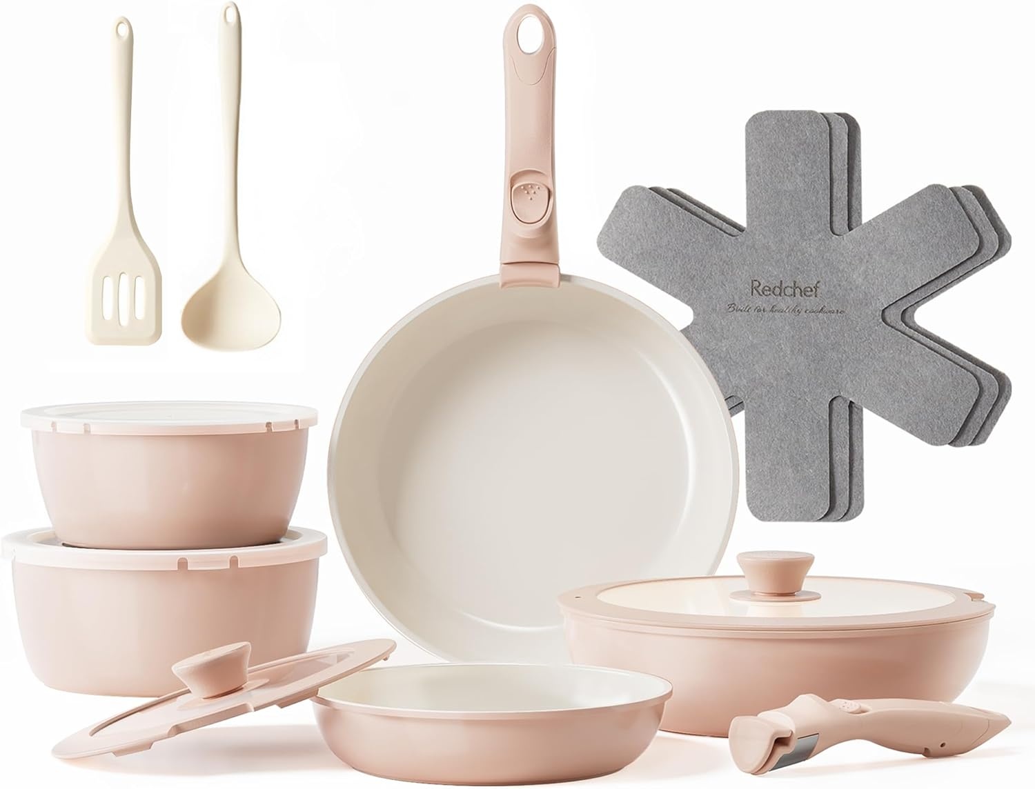 Redchef Keramische Pannenset Roze 16-delig - 34% Korting!