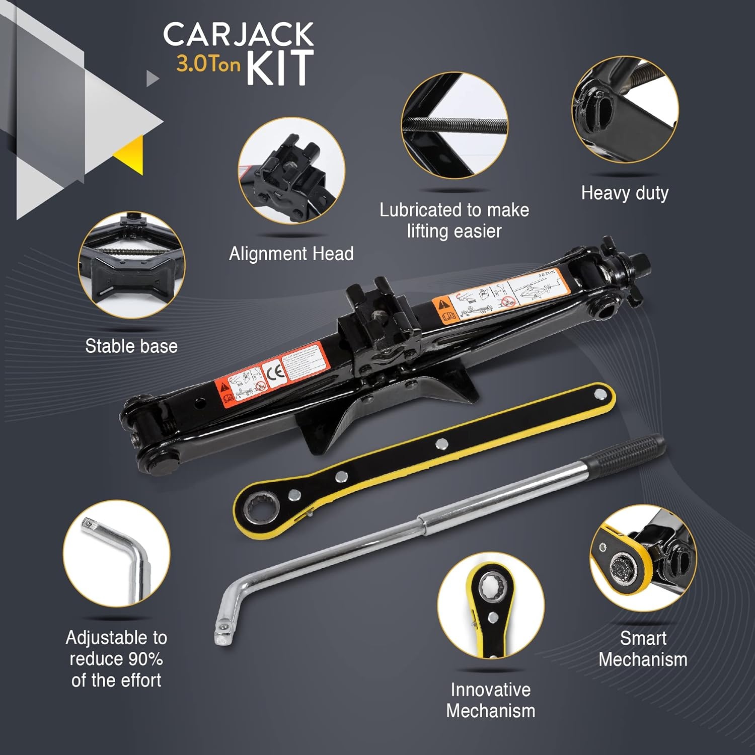 Autokrik 3 Ton & Wielsleutel - 57% Korting - Noodkit