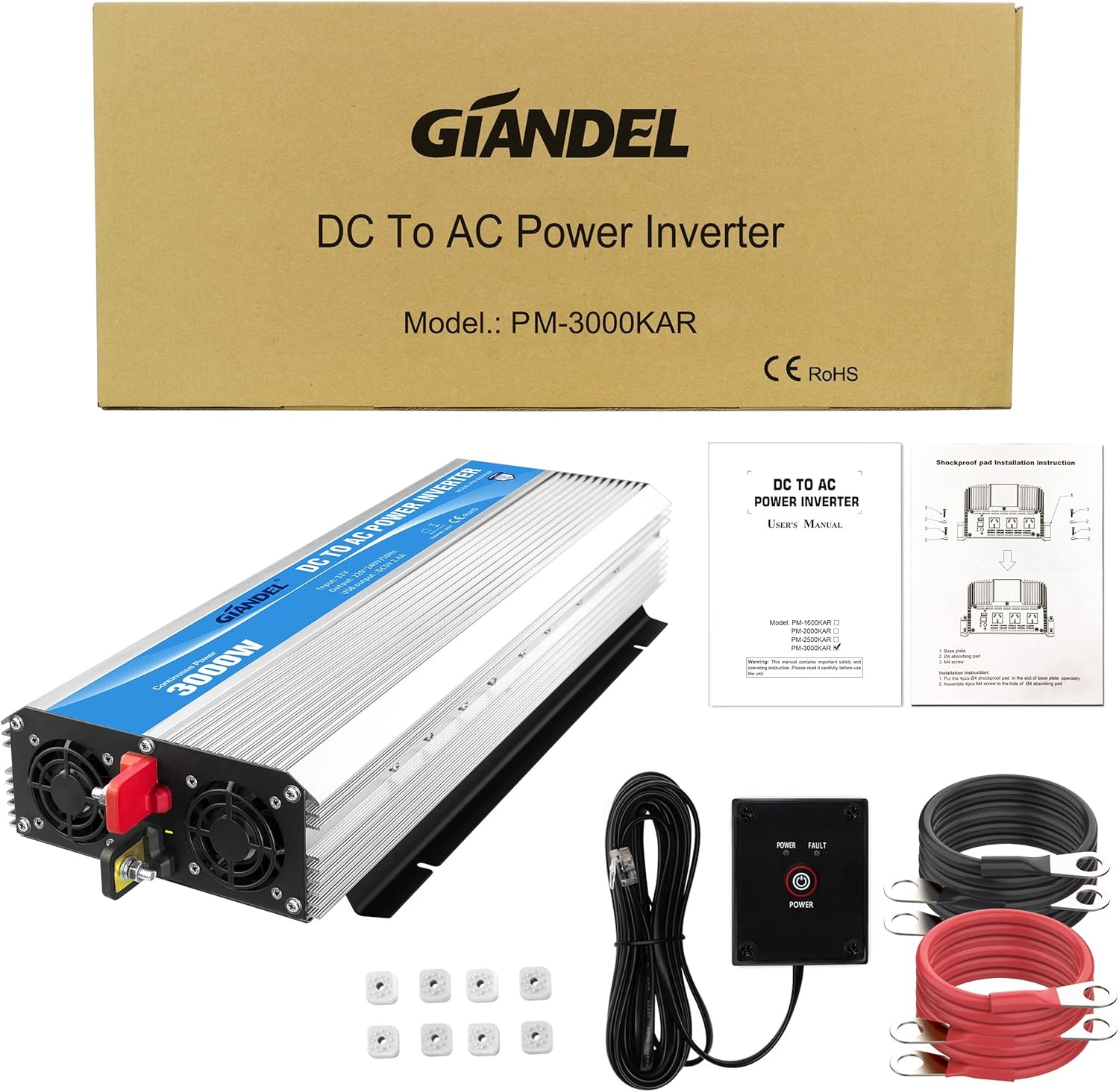 Giandel 3000W Omvormer 12V naar 230V - 35% Korting
