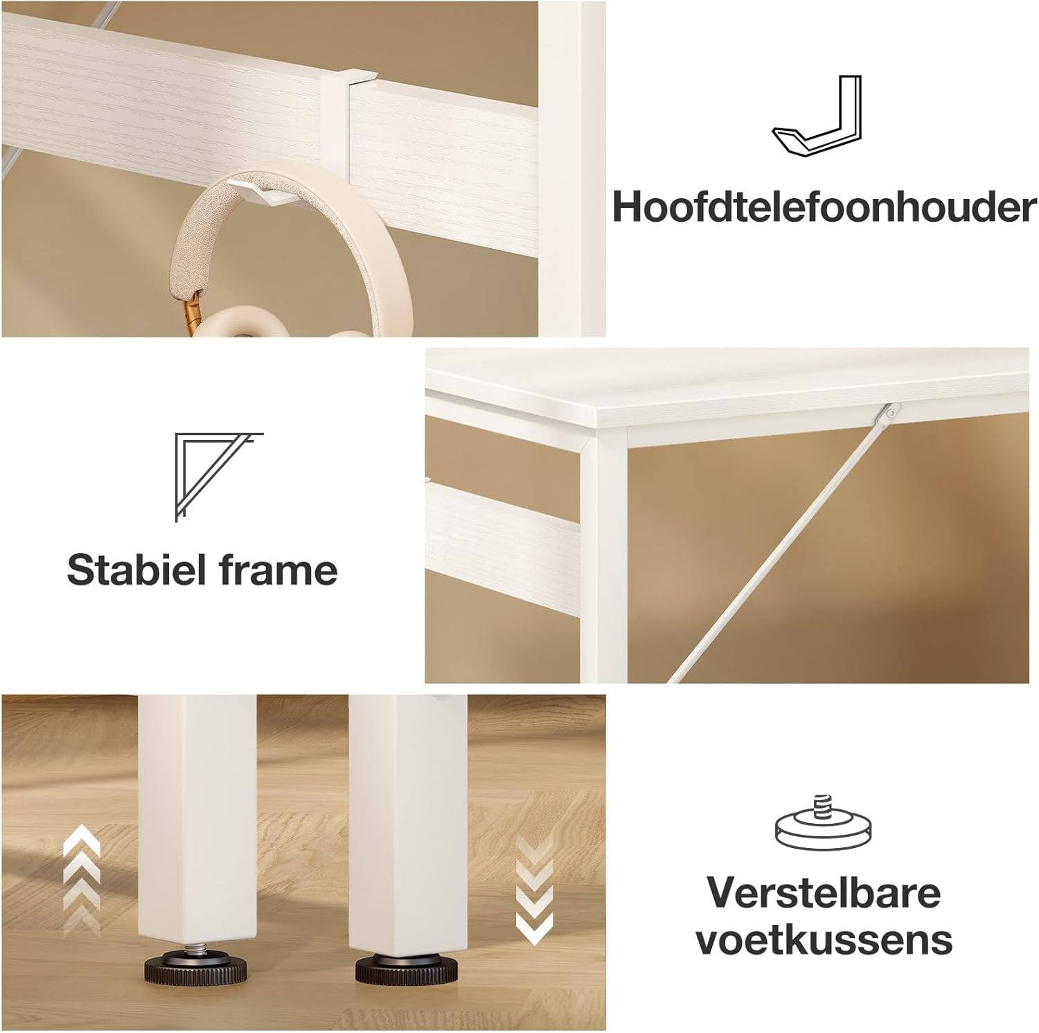 ODK Klein Wit Bureau met 4 Laden - 34% Korting