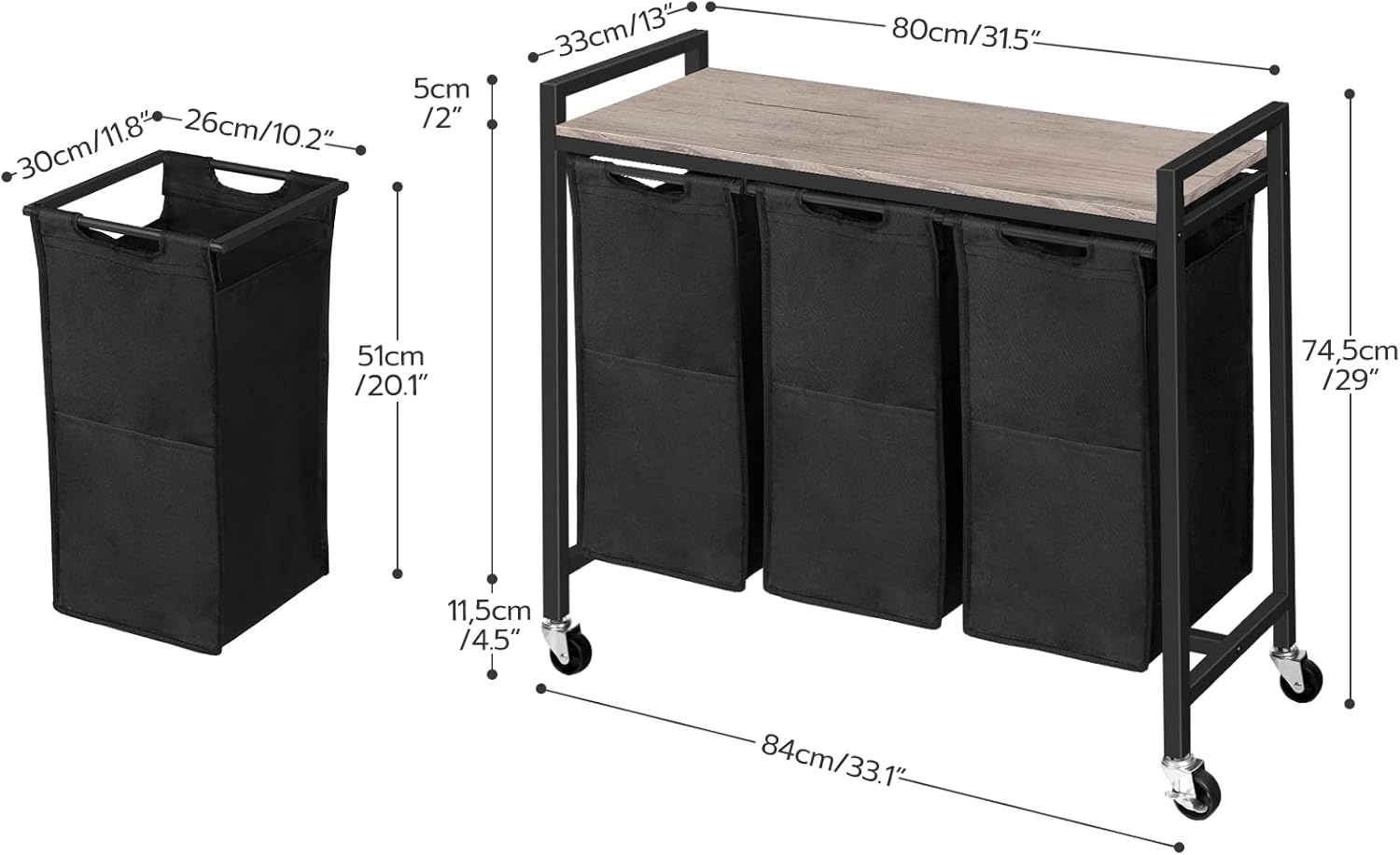 HOOBRO Wasmand met Plank & 3 Zakken - 34% Korting