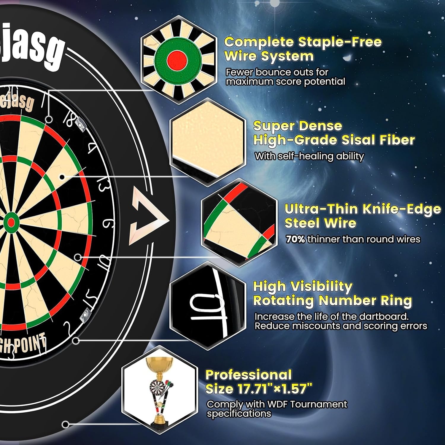 Professioneel Dartbord Sisal 29% Korting - Incl. Surround & 6 Darts