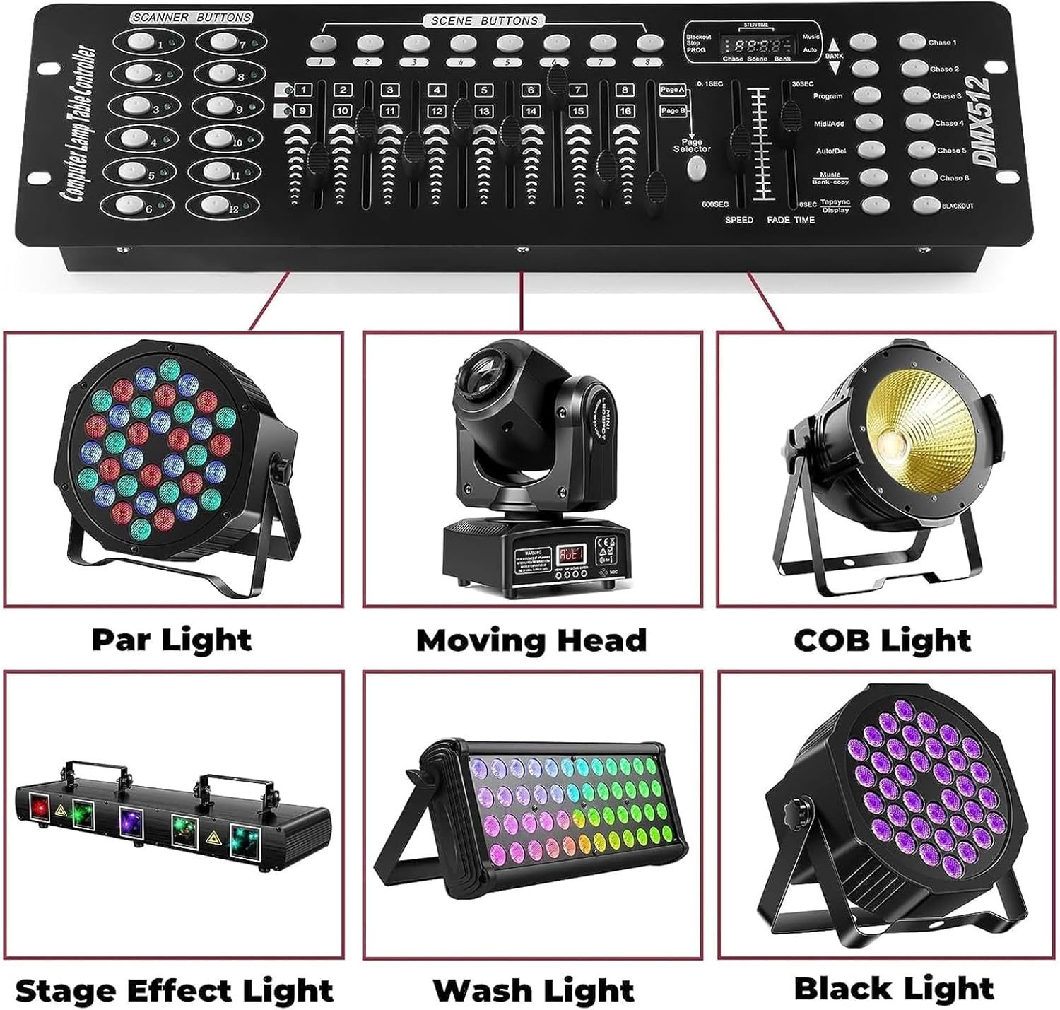 U`king DMX512 Lichtcontroller Console 192 Kanalen - DJ Disco Stage Verlichting