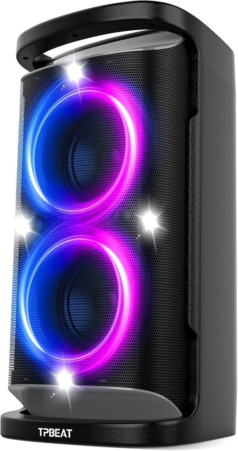 TPBEAT Bluetooth luidspreker, groot, partybox, 160 W powerful, luid geluid, diepe bas, muziekbox, bluetooth, groot met led-lichtshow, snel opladen, 15 uur accu, TF, AUX, EQ, voor feestjes, backyard