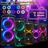 TPBEAT Bluetooth luidspreker, groot, partybox, 160 W powerful, luid geluid, diepe bas, muziekbox, bluetooth, groot met led-lichtshow, snel opladen, 15 uur accu, TF, AUX, EQ, voor feestjes, backyard