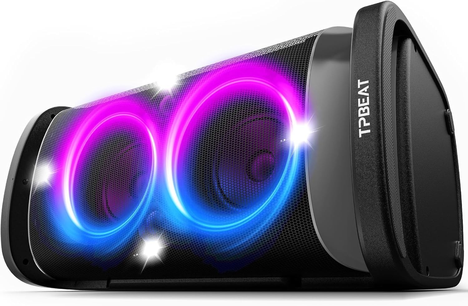 TPBEAT Bluetooth luidspreker, groot, partybox, 160 W powerful, luid geluid, diepe bas, muziekbox, bluetooth, groot met led-lichtshow, snel opladen, 15 uur accu, TF, AUX, EQ, voor feestjes, backyard