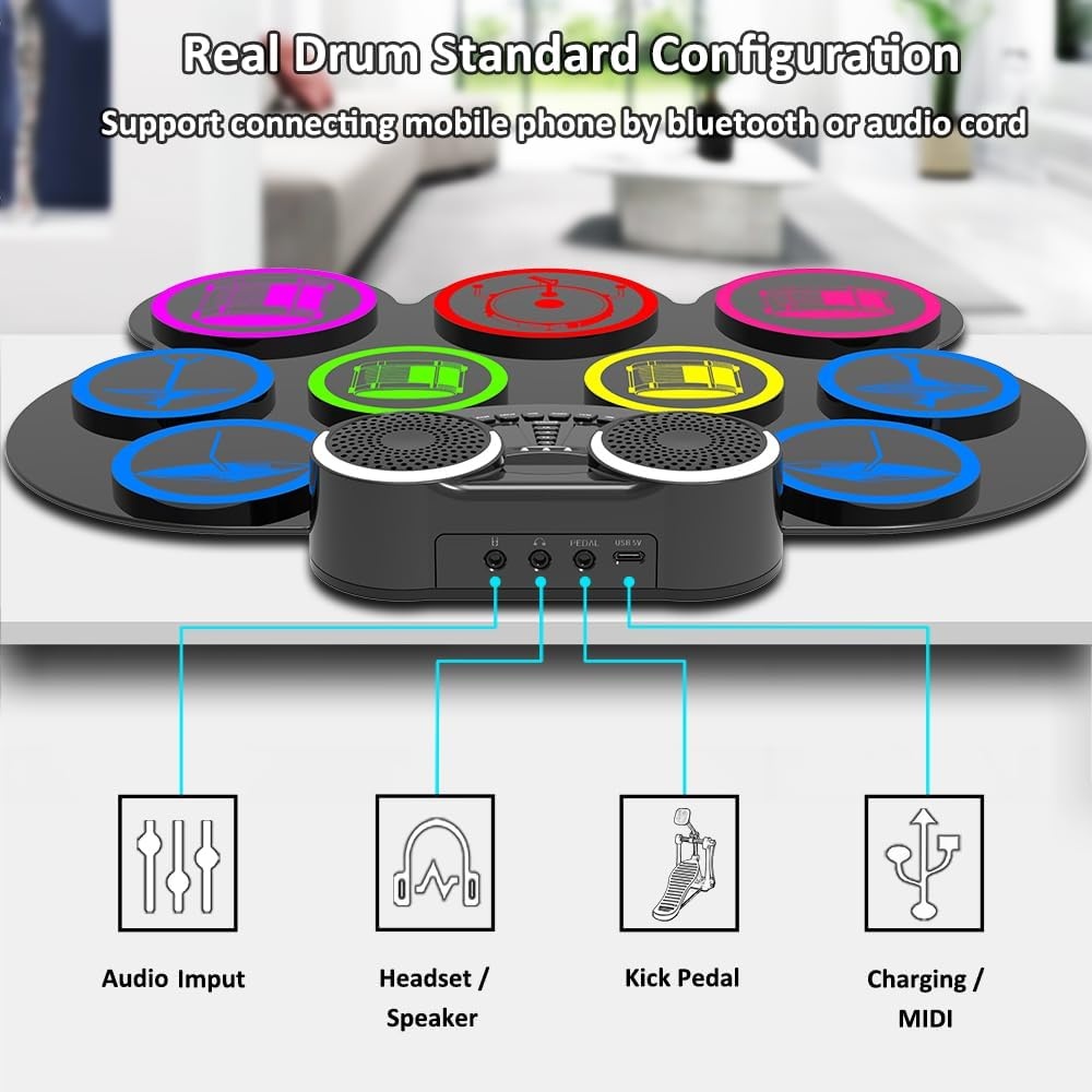 Elektronisch Drumstel Kinderen (29% Korting) - Bluetooth/Koptelefoon
